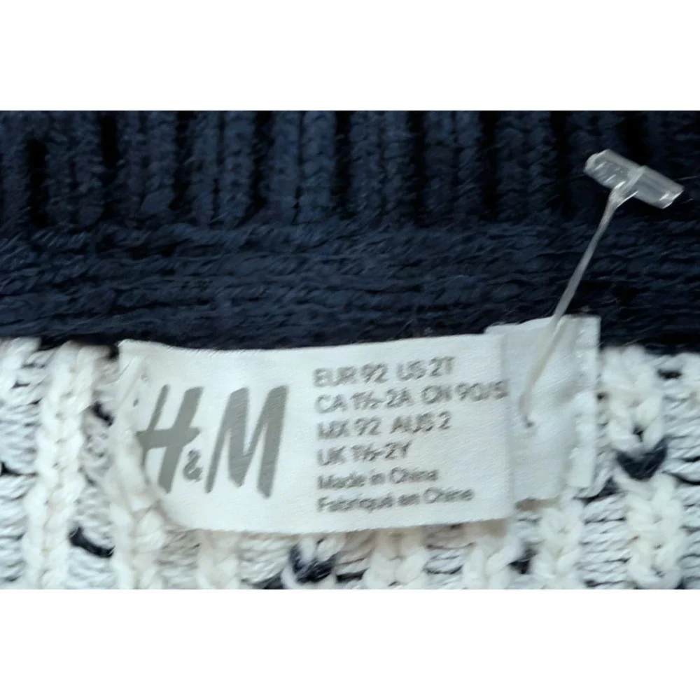 H&M Navy Blue Christmas Sweater with Reindeer, Boys, Toddler, Kids, 2T